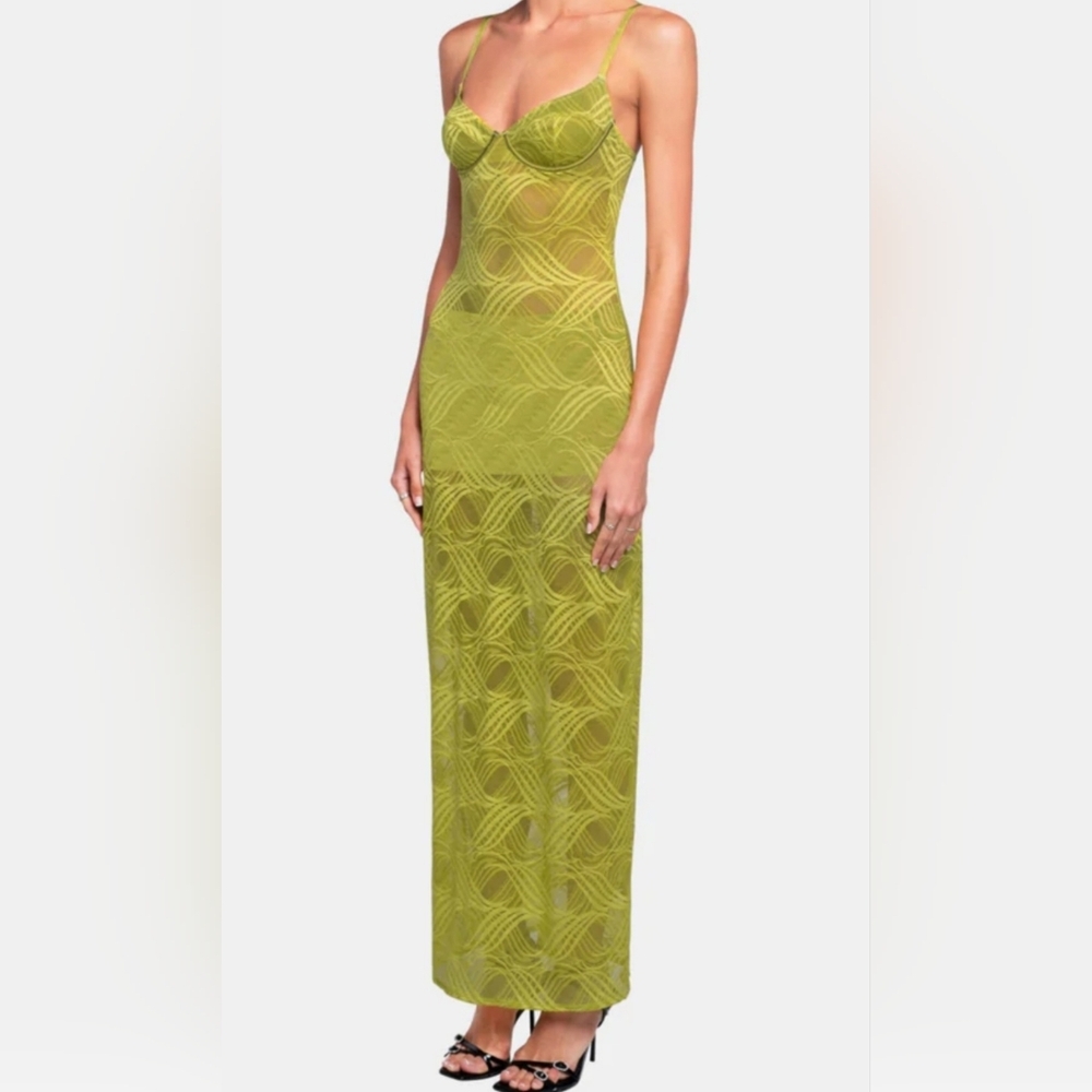 Sheer Olive Green Maxi Slip Dress